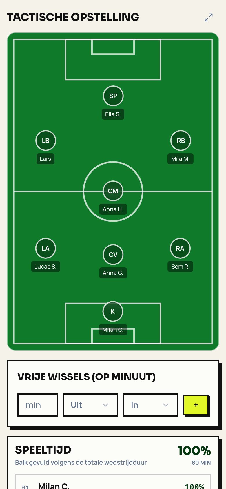 Schermbeeld: Opstelling per blok